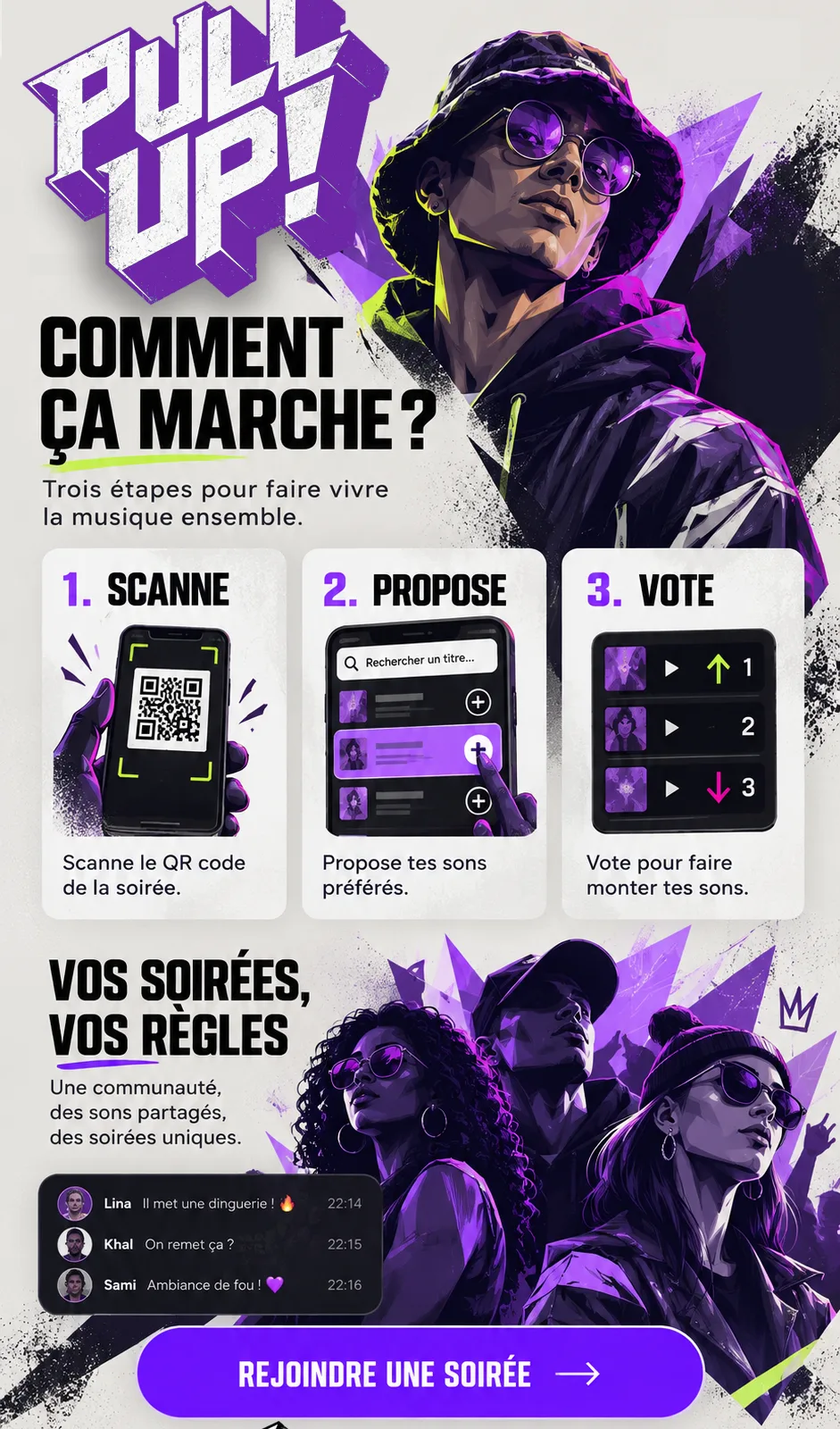 Comment ça marche : scanne, propose, vote.
